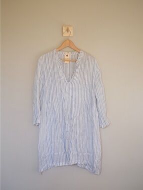 CP Shades Linen Striped Regina Tunic Shirt Large